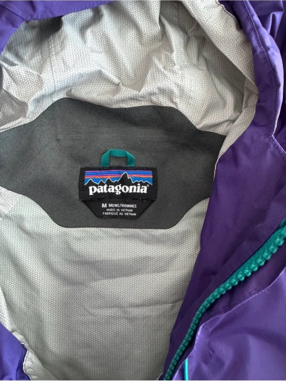 Patagonia Purple and Teal Half-Zip Rain Anorak